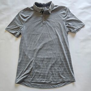 Lululemon Polo Evolution S Grey White Stripe Silverescent Tech Stretch